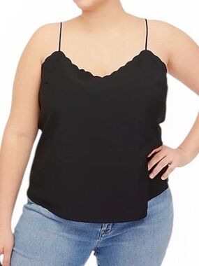 J. Crew Black Scalloped Camisole